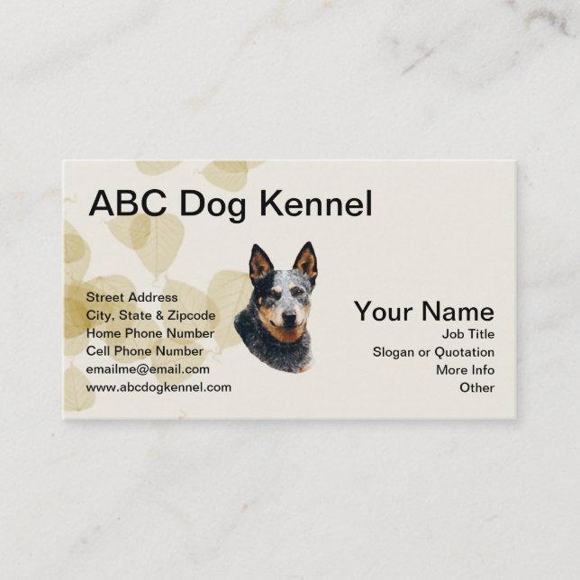 Carte De Visite Chien australien de bétail sur le feuille bronzage (Devant)