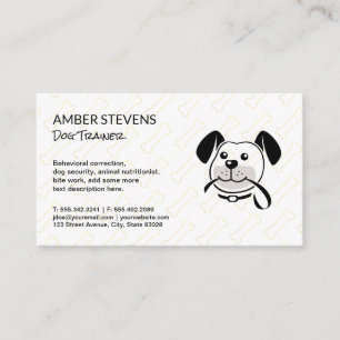 Carte De Visite Chien avec laisse Motif de chien os