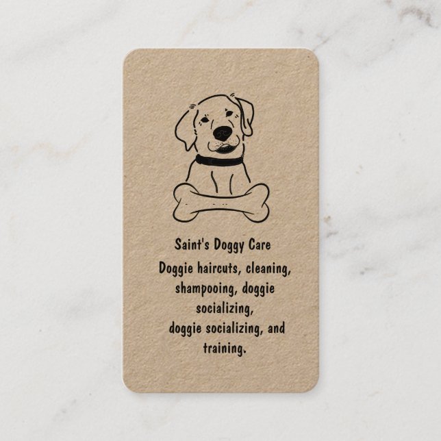 Carte De Visite Chien avec papier Kraft os (Devant)