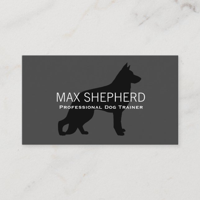 Carte De Visite Chien berger allemand Silhouette noir sur gris (Devant)