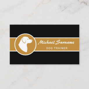 Carte De Visite Chien blanc sur Black & Ochre Dog Obedience Entraî