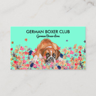 Carte De Visite Chien Boxer Vert Clair Mignon