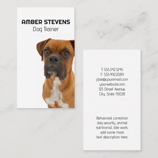 Carte De Visite Chien Brown | Entraîneur de chiens (Devant / Derrière)