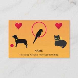 Carte De Visite Chien, Chat, Silhouettes d'oiseaux, Grooming pour 