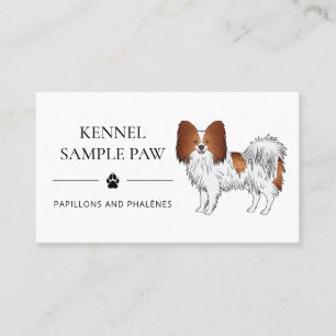 Carte De Visite Chien De Caricature De Papillon Rouge Et Blanc - C