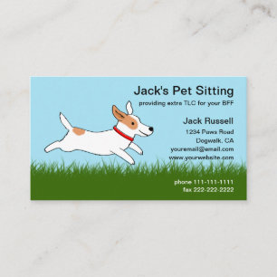 Carte De Visite Chien de dessin animé Jack Russell court sur l'her