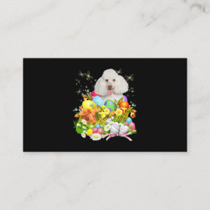 Carte De Visite Chien de lapin de caniche blanc avec oeufs de Pâqu