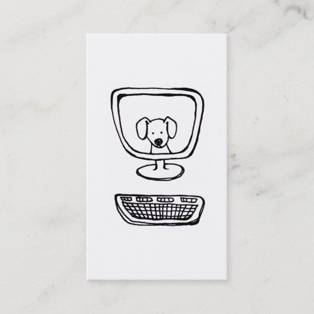 Carte De Visite Chien d'ordinateur - encre fraîche d'amusement (Devant)