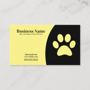 Carte De Visite Chien Empreinte de patte moderne jaune et noir mar