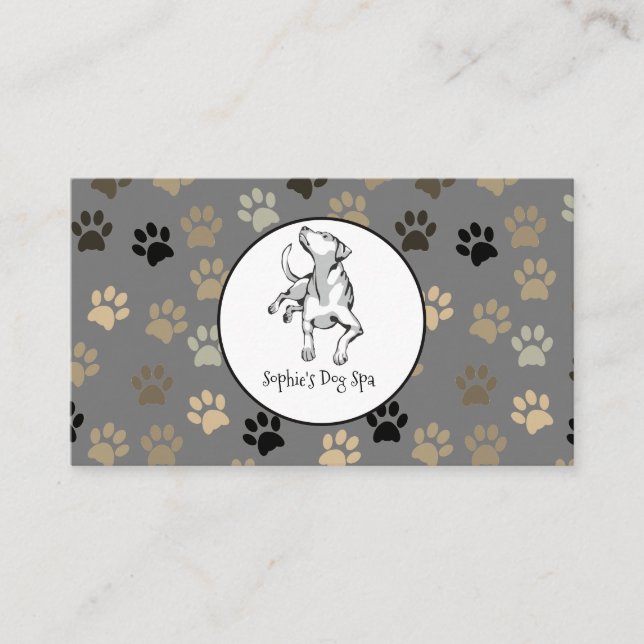 Carte De Visite Chien Et Empreinte de patte Motif Chien Grooming S (Devant)