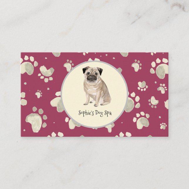 Carte De Visite Chien et os Imprimer Motif Chien Grooming Spa (Devant)