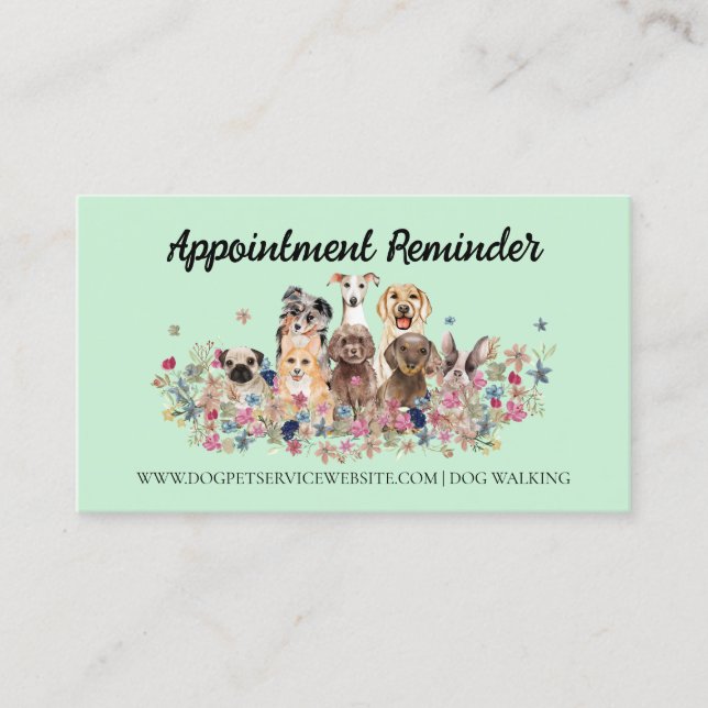 Carte De Visite Chien Groomer Animal de compagnie Green Nomination (Devant)