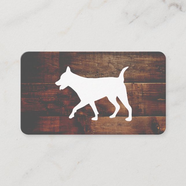 Carte De Visite Chien Groomer | Formateur | Animal | Bois (Devant)