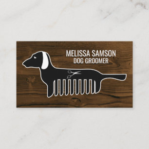 Carte De Visite Chien Groomer Formateur Animal Bois