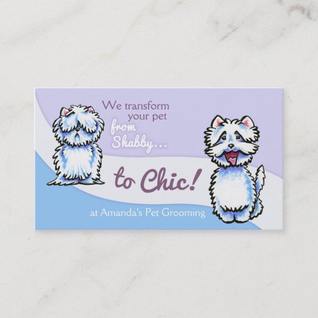 Carte De Visite Chien Groomer Shabby Chic Westie (Devant)