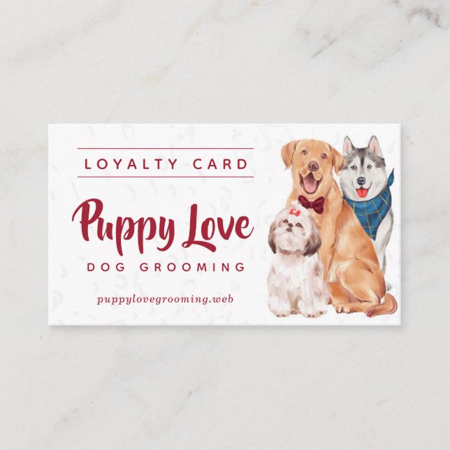 Carte De Visite Chien Groomer Walker Sitter Loyauté (Devant)