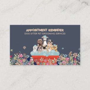 Carte De Visite Chien Grooming Bain Lit Floral Rendez-vous