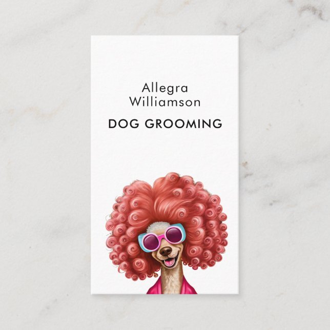 Carte De Visite Chien Grooming Fun Poodé rose (Devant)