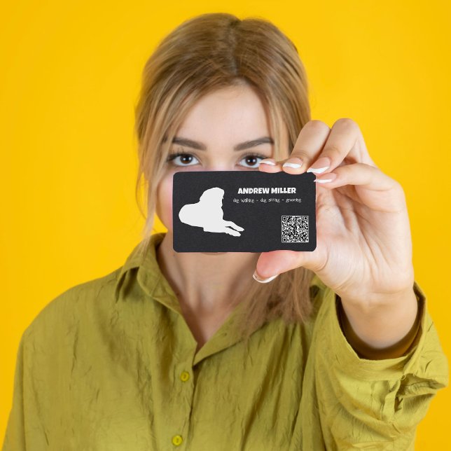 Carte De Visite Chien marchant Chien Sitter QR (Dog Walking Business Cards)