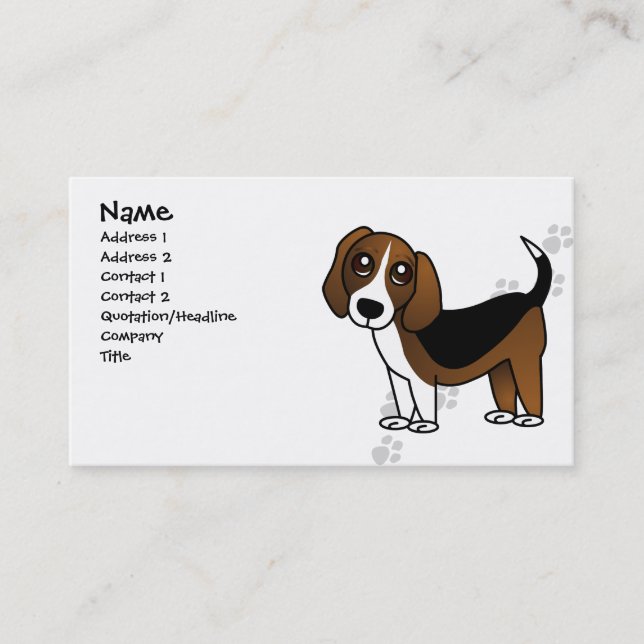 Carte De Visite Chien mignon de bande dessinée de beagle (Devant)