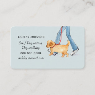 Carte De Visite Chien mignon promeneur Garde d'animaux aquarelle B