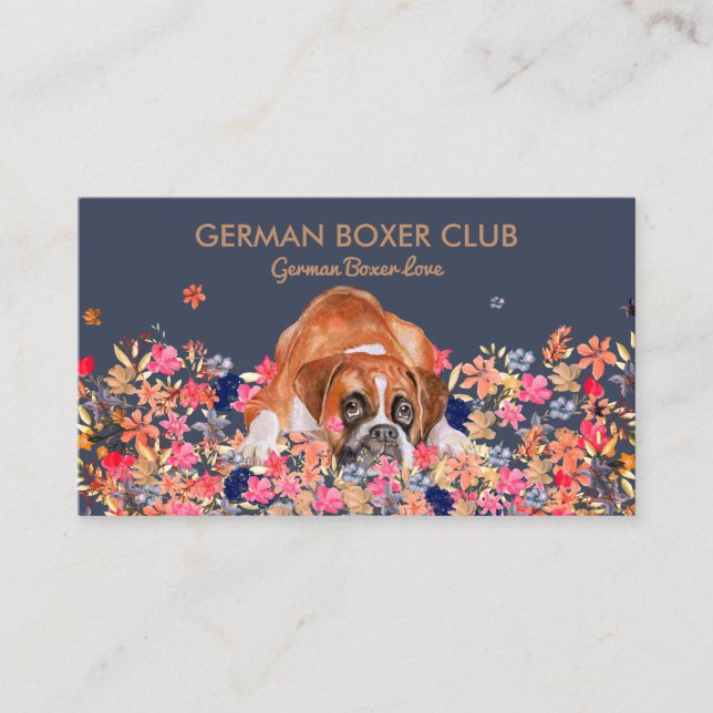 Carte De Visite Chien mignon Visage Marine Sleepy Boxer (Devant)