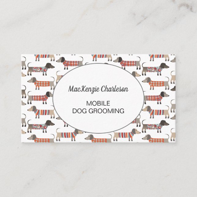Carte De Visite Chien mobile Grooming Dachshund Saucisse Chien (Devant)
