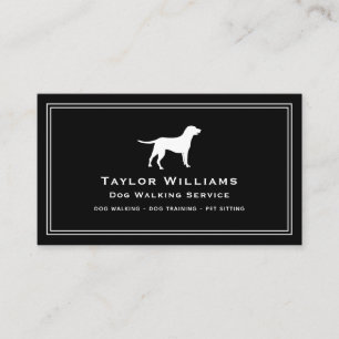 Carte De Visite Chien noir blanc Walker Puppy Trainer Animal assis