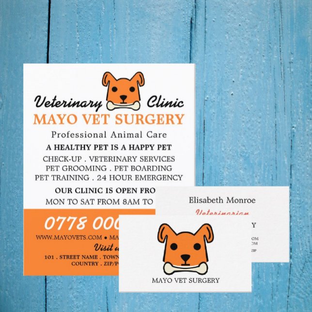 Carte De Visite Chien orange, Vétérinaire, Service vétérinaire (Créateur téléchargé)