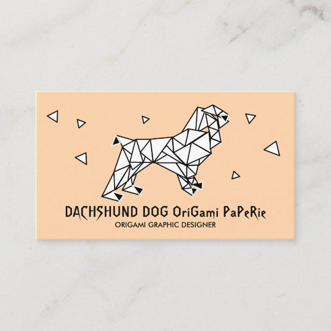 Carte De Visite Chien Origami Dachshund (Devant)