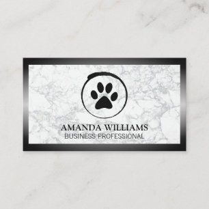 Carte De Visite Chien Paw Marbre Bordure