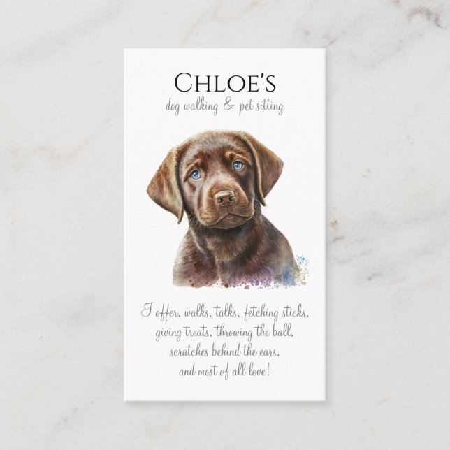Carte De Visite Chien Pot Sitter Chien Walker Business (Devant)