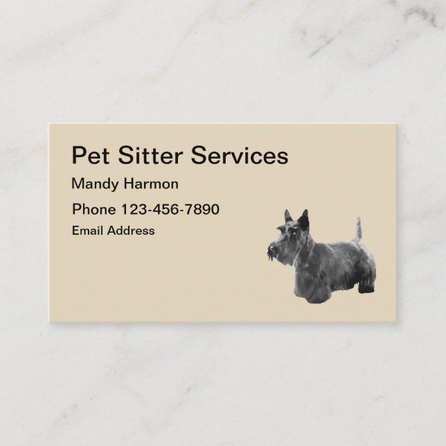 Carte De Visite Chien se reposant de Scotty de services d'animal (Devant)