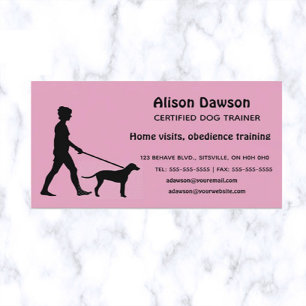 Carte De Visite Chien Silhouette modifiable avec formateur dame