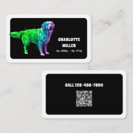 Carte De Visite Chien Sitter Chien Walker Neon QR