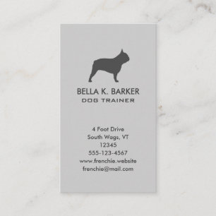 Carte De Visite Chien-taureau français gris Silhouette Amoureux de