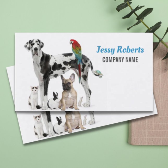 Carte De Visite Chien Walker Animal Care Vétérinaire Animaux assis (Dog Walker Animal Care Veterinarian Pet Sitting Business Card)