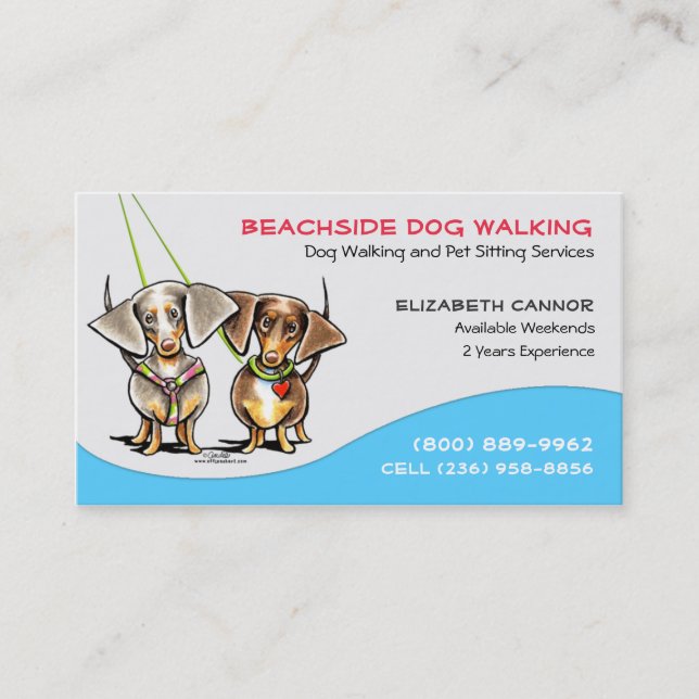 Carte De Visite Chien Walker Animal de compagnie Cool d'affaires C (Devant)