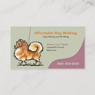 Carte De Visite Chien Walker Animal de compagnie Pomeranian