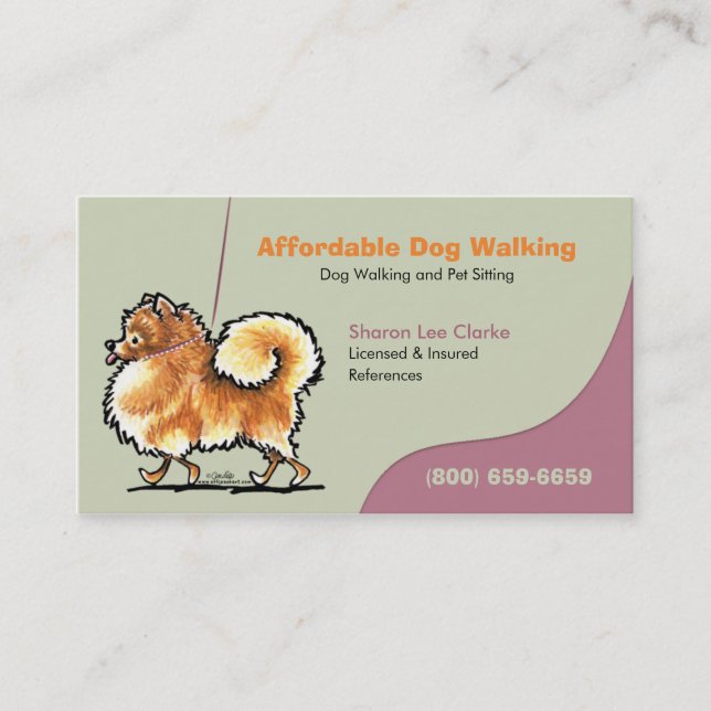 Carte De Visite Chien Walker Animal de compagnie Pomeranian (Devant)