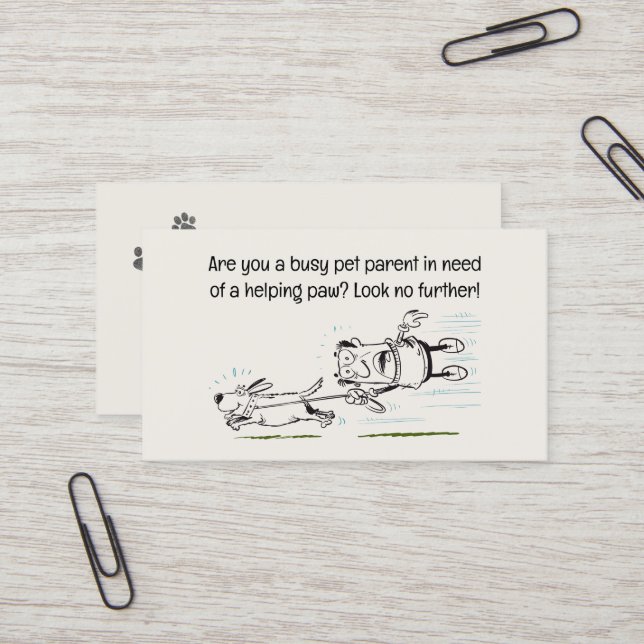 Carte De Visite Chien Walker drôle et attrayant dessin animé (Devant/Arrière en situation)