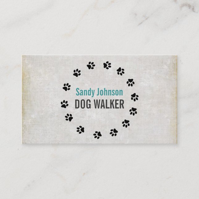 Carte De Visite Chien Walker Marcher Animaux de compagnie assis Se (Devant)