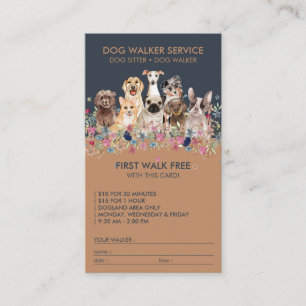 Carte De Visite Chien Walker Service Cadeau gratuit