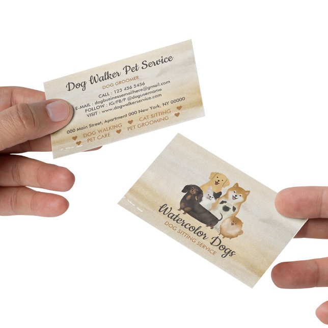 Carte De Visite Chien Walker Service de pose pour animaux (Dog Walker Pet Sitting Service Business Card)