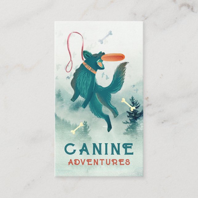 Carte De Visite Chien Walker Sitter Jumping Chien Frisbee (Devant)