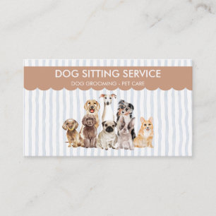 Carte De Visite Chiens aquarelle Stripes Pet Sitter