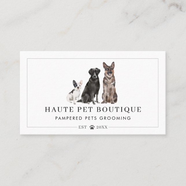 Carte De Visite Chiens d'aquarelle mignonne Soins aux animaux Groo (Devant)