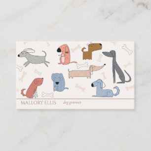 Carte De Visite Chiens de dessin animé modernes mignons Garde d'