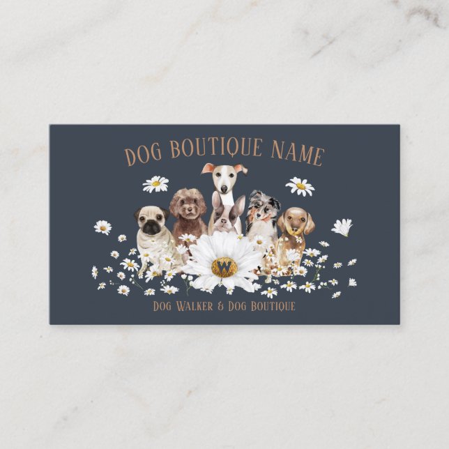 Carte De Visite Chiens de Fleurs de marmite Brown de la Marine (Devant)