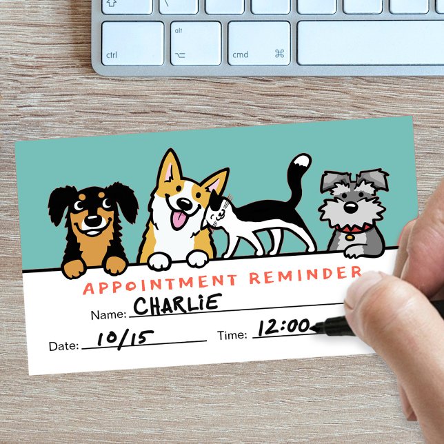 Carte De Visite Chiens et chats Cute Soin animal Rappel de rendez- (Créateur téléchargé)